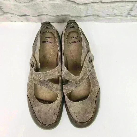 Earth Origins Brown Suede Slip On Mary Jane Loafers Sz 8N - Picture 4 of 13